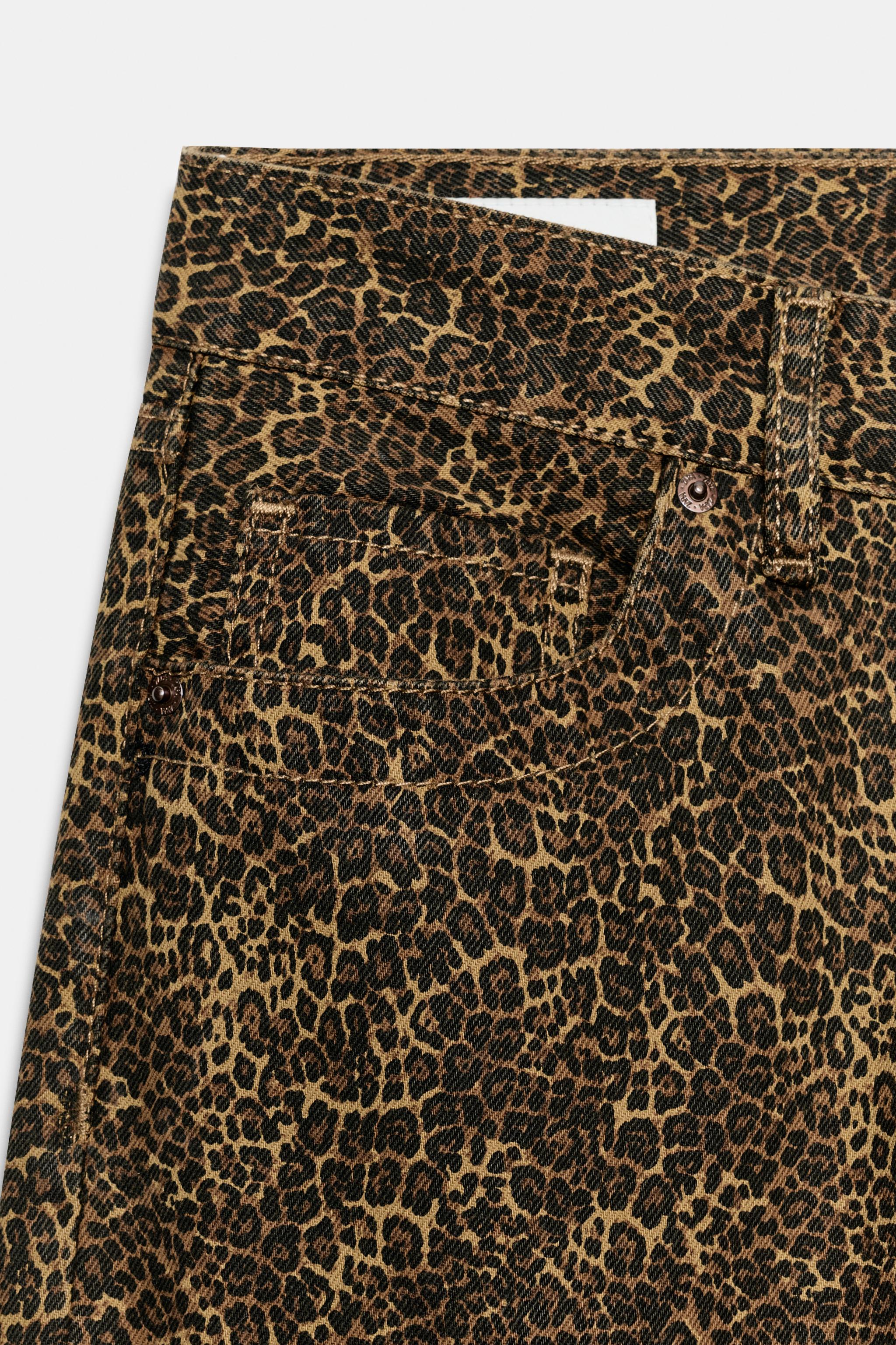 TRF ANIMAL PRINT LOW-RISE WIDE-LEG JEANS